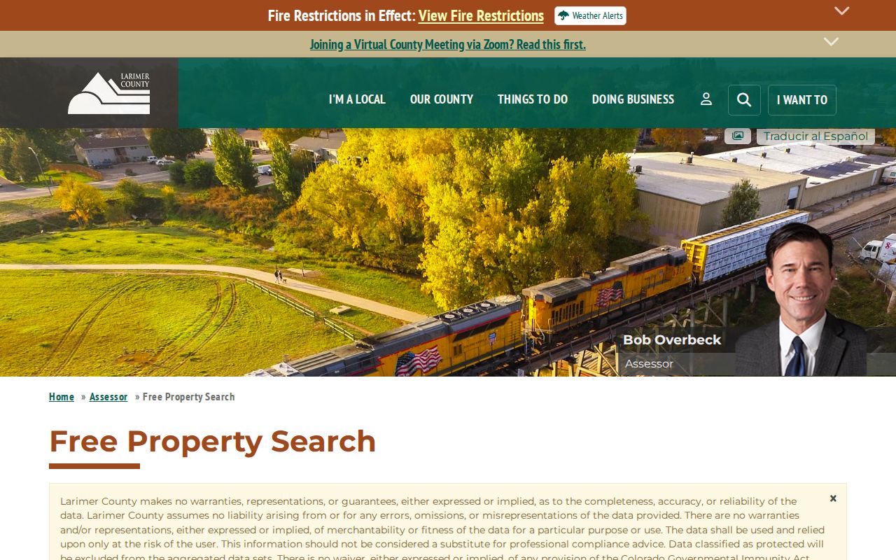Windsor residents directory view of the Larimer Assessor Search
