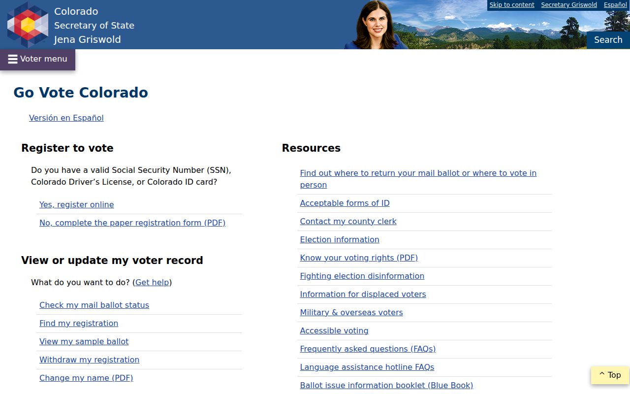 Windsor resident lookup view of the Colorado voter lookup