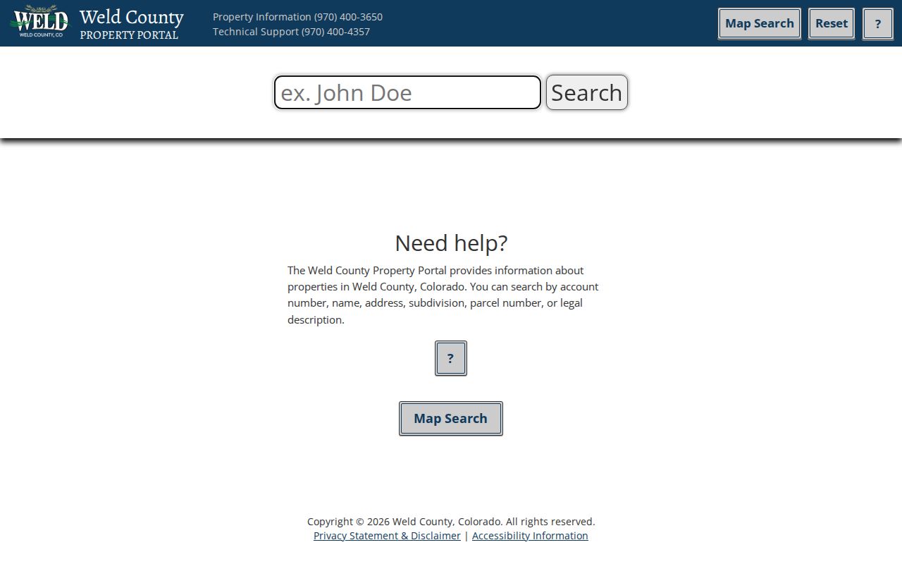 Windsor ZIP code directory view of the Weld Property Portal